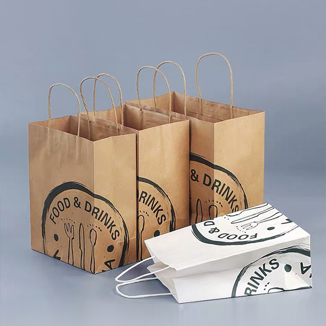 Máquina de bolsas de papel con asa plana para envasado de alimentos y bolsas para llevar